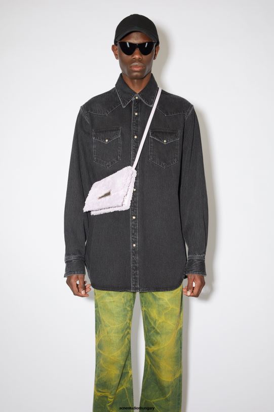 Acne Studios ruházat fekete B826R1008 farmer gombos ing