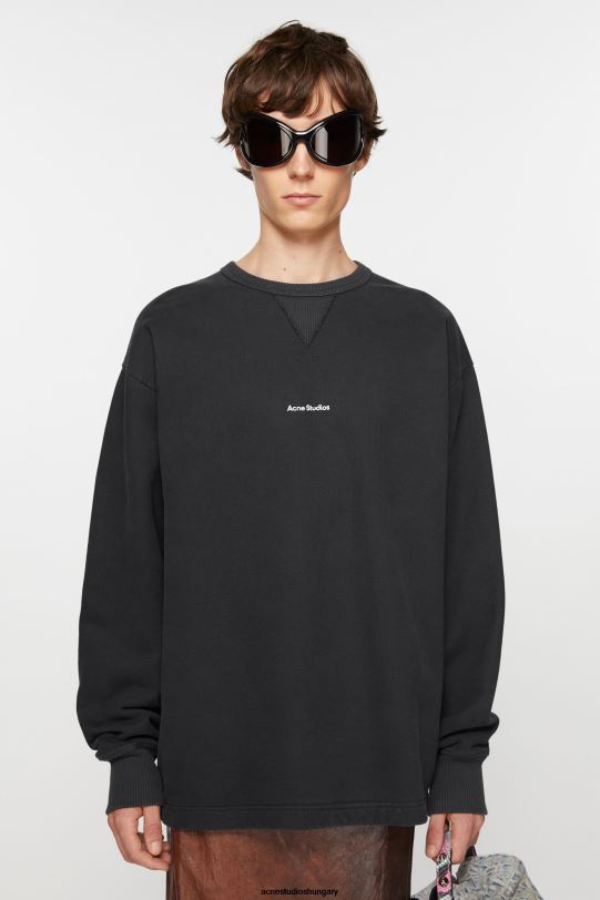 Acne Studios ruházat fekete B826R971 logós pulóver